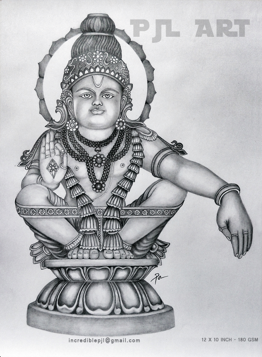 Pencil Sketch of Lord Ayyapan  DesiPainterscom